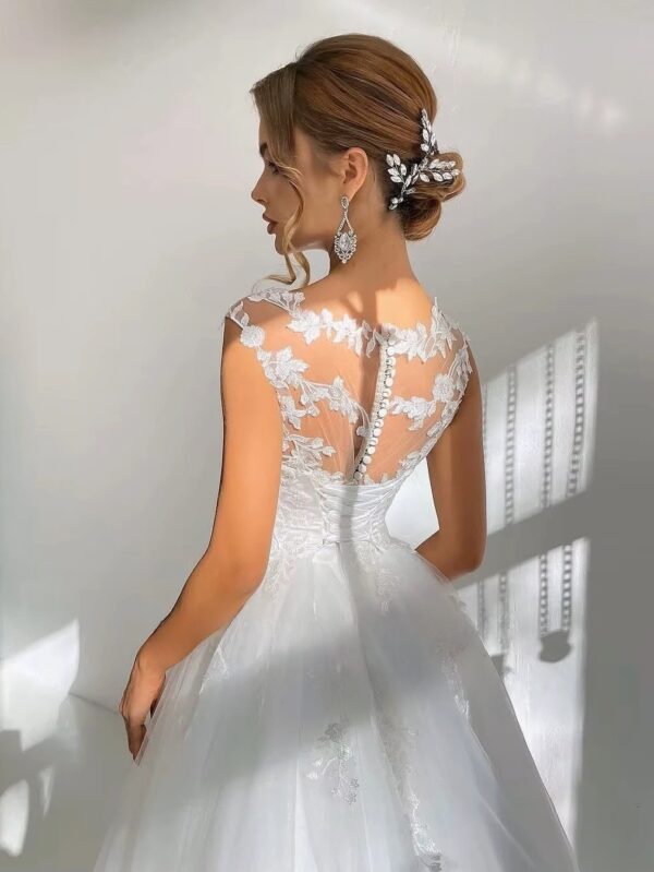 SoDigne A-line Appliques Wedding Dresses O-neck Sleeveless Tulle Bridal Dress Long Wedding Gown Robe De Mairee ﻿Customized – Image 2