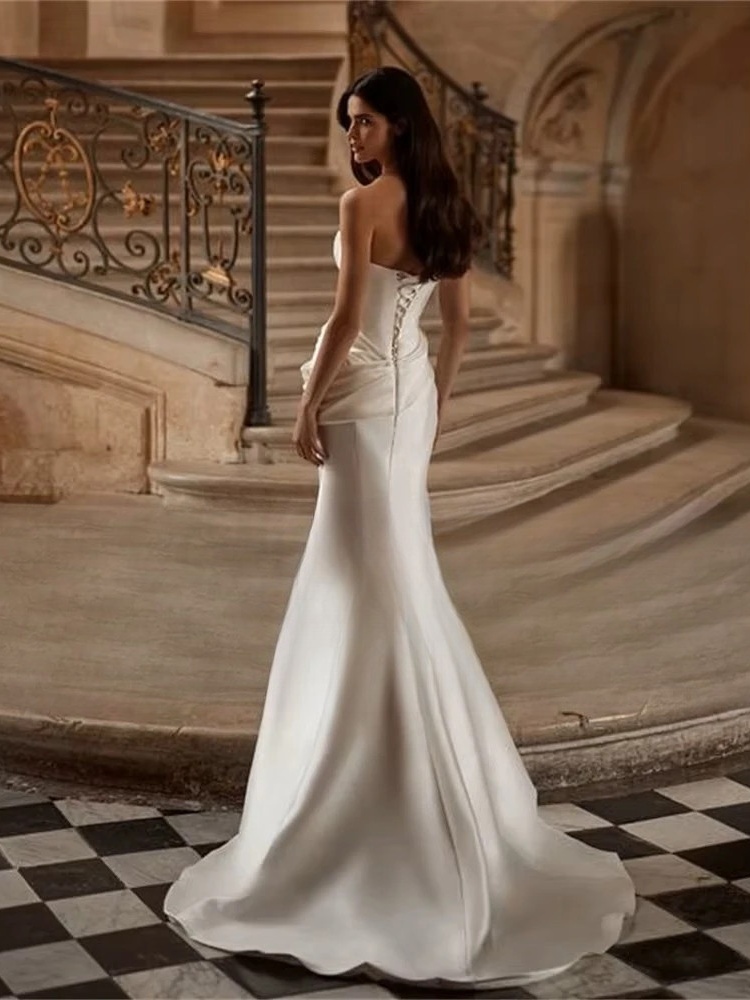 Elegant Mermaid Wedding Dress Women 2025 Sweetheart Pleat Open Back Strapless Train Bridal Gown Vestidos De Noiva Customized 2 Elegant Mermaid Wedding Dress Women 2025 Sweetheart Pleat Open Back Strapless Train Bridal Gown Vestidos De Noiva Customized – Image 2