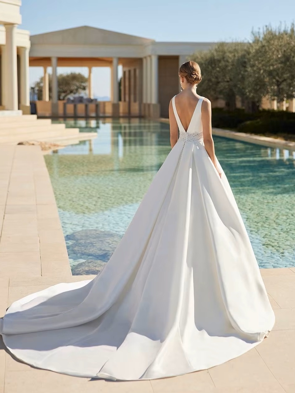 SoDigne Modern Satin Wedding Dresses A-Line Sleeveless Vestido De Noiva Women Bridal Dress Princess Wedding Gowns Customized 2 SoDigne Modern Satin Wedding Dresses A-Line Sleeveless Vestido De Noiva Women Bridal Dress Princess Wedding Gowns Customized – Image 2