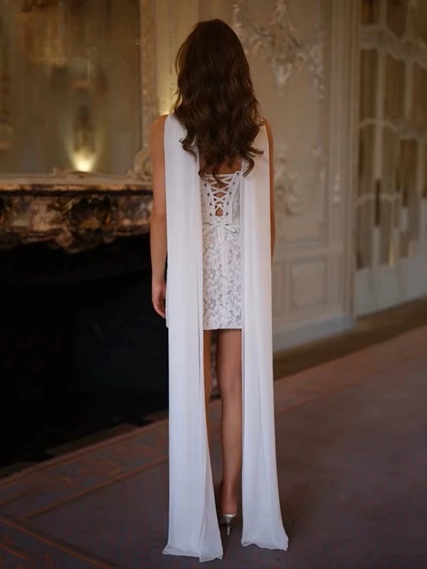 Vintage Mermaid Lace Appliques Mini Wedding Dress Simple Strapless Pleat Spaghetti Straps Sexy Backless Lace Up Gowns Customized 2 Vintage Mermaid Lace Appliques Mini Wedding Dress Simple Strapless Pleat Spaghetti Straps Sexy Backless Lace Up Gowns Customized – Image 2