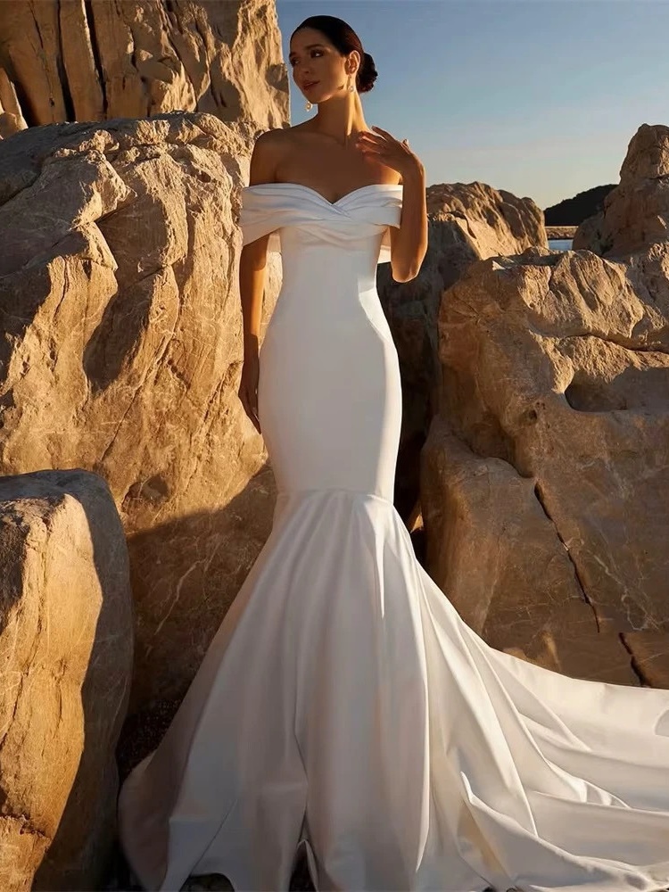 BIGDAY Off The Shoulder Mermaid Wedding Dress 2025 Lace-up Sweetheart Open Back Satin Bridal Gown Vestido De Noiva Customized 1 BIGDAY Off The Shoulder Mermaid Wedding Dress 2025 Lace-up Sweetheart Open Back Satin Bridal Gown Vestido De Noiva Customized