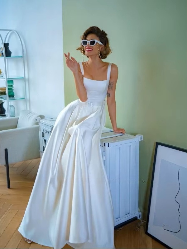 SoDigne A-line Simple Wedding Dresses Square Collar Satin Sleeveless Bridal Dress 2024 Long Bride Gown vestidos de novia 3 SoDigne A-line Simple Wedding Dresses Square Collar Satin Sleeveless Bridal Dress 2024 Long Bride Gown vestidos de novia – Image 3