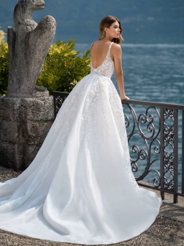 SoDigne Luxury A-line Wedding Dresses Square Collar Sleeveless Bridal Gown Beach Backless Appliques Tulle Split Bridal Dress – Image 2