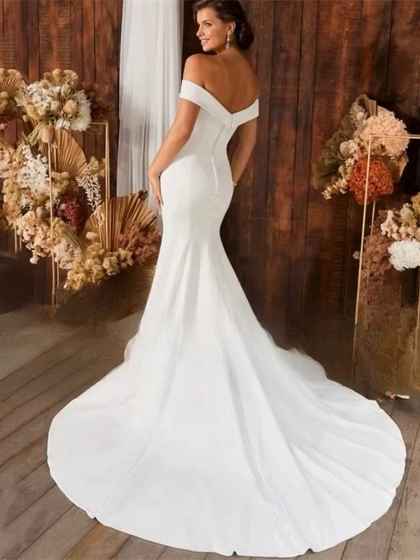 Elegant Mermaid Wedding Dress Women Open Back Off The Shoulder Sweetheart Simple Bridal Gown Train Vestidos De Noiva Customized 2 Elegant Mermaid Wedding Dress Women Open Back Off The Shoulder Sweetheart Simple Bridal Gown Train Vestidos De Noiva Customized – Image 2