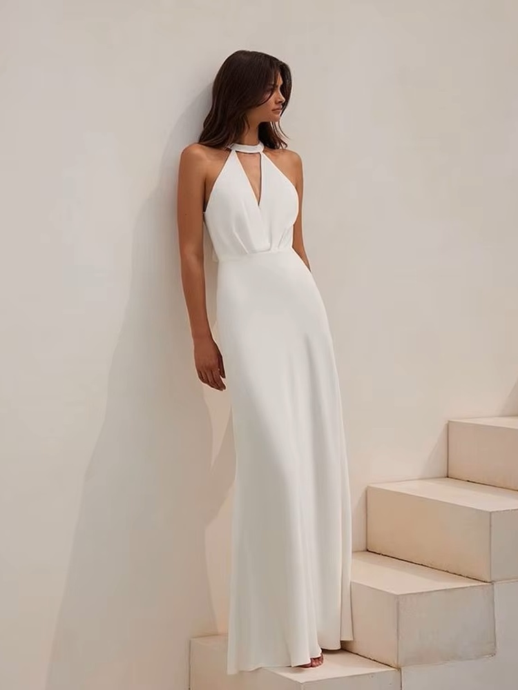 SoDigne Simple Beach Wedding Gown 2024 vestidos de fiesta Halter Sleeveless Bride Dress Long Wedding Party Dress Customized 2 SoDigne Simple Beach Wedding Gown 2024 vestidos de fiesta Halter Sleeveless Bride Dress Long Wedding Party Dress Customized – Image 2