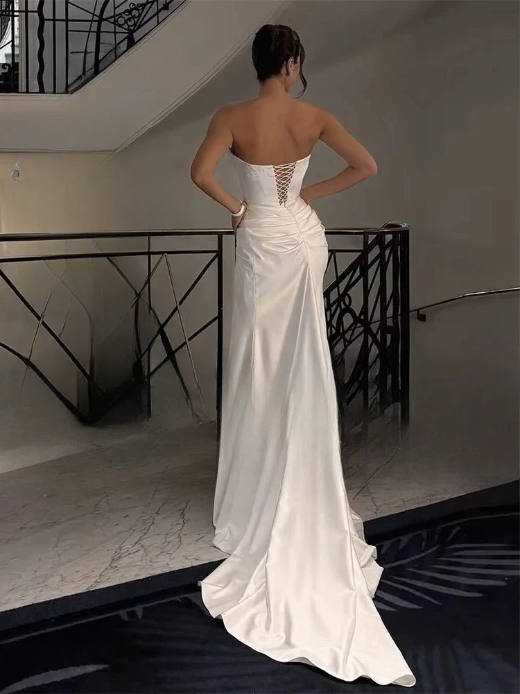 BIGDAY Modern Mermaid Wedding Dress Boat-Neck Lace Appliqued Pleat Open Back Lace-up Bridal Gown Vestido De Noiva Customized 2 BIGDAY Modern Mermaid Wedding Dress Boat-Neck Lace Appliqued Pleat Open Back Lace-up  Bridal Gown Vestido De Noiva Customized – Image 2