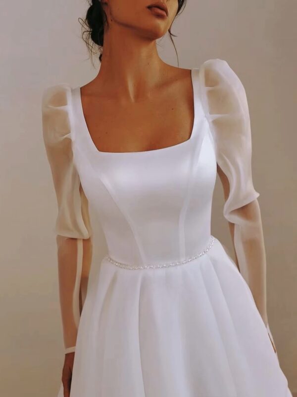 SoDigne A-line Organza Wedding Dresses Square Collar Full Sleeves Bridal Dress Long 2025 Wedding Gown Robe De Mairee ﻿Customized – Image 3