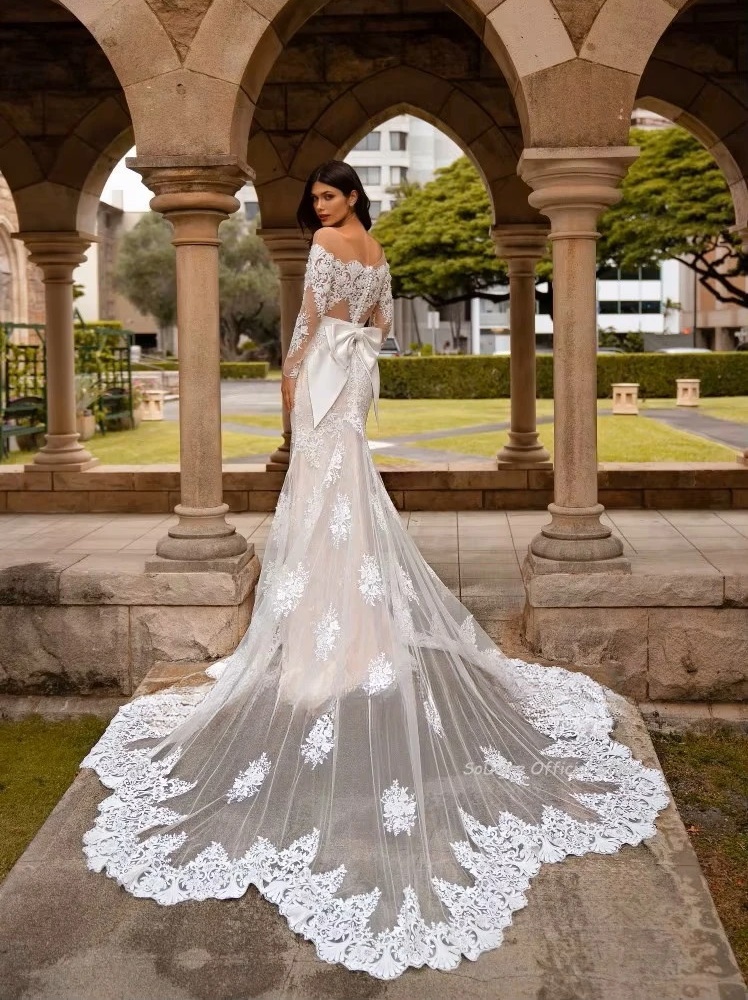 SoDigne Mermaid Long Wedding Dresses O-neck Full Sleeves Appliques Bridal Dress Bride Gown 2025 vestidos de novia Customized  2 SoDigne Mermaid Long Wedding Dresses O-neck Full Sleeves Appliques Bridal Dress Bride Gown 2025 vestidos de novia Customized  – Image 2