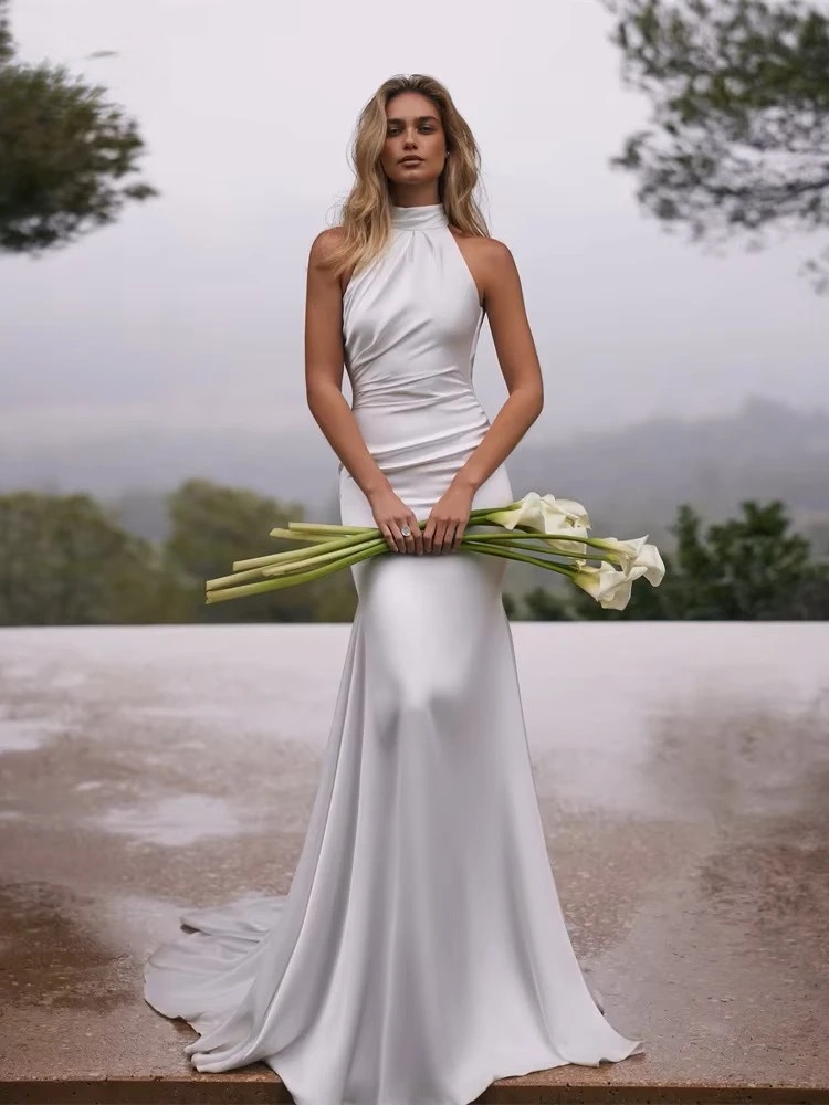 BIGDAY Sexy High Halter Mermaid Wedding Dresses Women 2025 Pleat Backless Sleeveless Bridal Gown Vestidos De Noiva Customized 1 BIGDAY Sexy High Halter Mermaid Wedding Dresses Women 2025 Pleat Backless Sleeveless Bridal Gown Vestidos De Noiva Customized