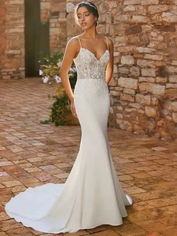 BIGDAY Mermaid Wedding Dress Women 2025 Open Back Lace V-Neck Spaghetti Straps Bridal Gowns Train Vestidos De Novia Customized 1 BIGDAY Mermaid Wedding Dress Women 2025 Open Back Lace V-Neck Spaghetti Straps Bridal Gowns Train Vestidos De Novia Customized
