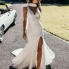 SoDigne Satin Simple Mermaid Wedding Dresses V-neck Sleeveless Elegant Bridal Dress Split Long Bride Gown vestidos de novia 6 S9b6f389f537d4cc389d822e8640e1f98a Cropped