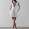 Customized Simple Mini Satin Lace Wedding Dress Pleat Long Sleeves Sexy High Neck Illusion With Button Short Wedding Gown 2025 8 Sa9b9f7a1a8bd4277b9c190ef8ad791ad0 Cropped