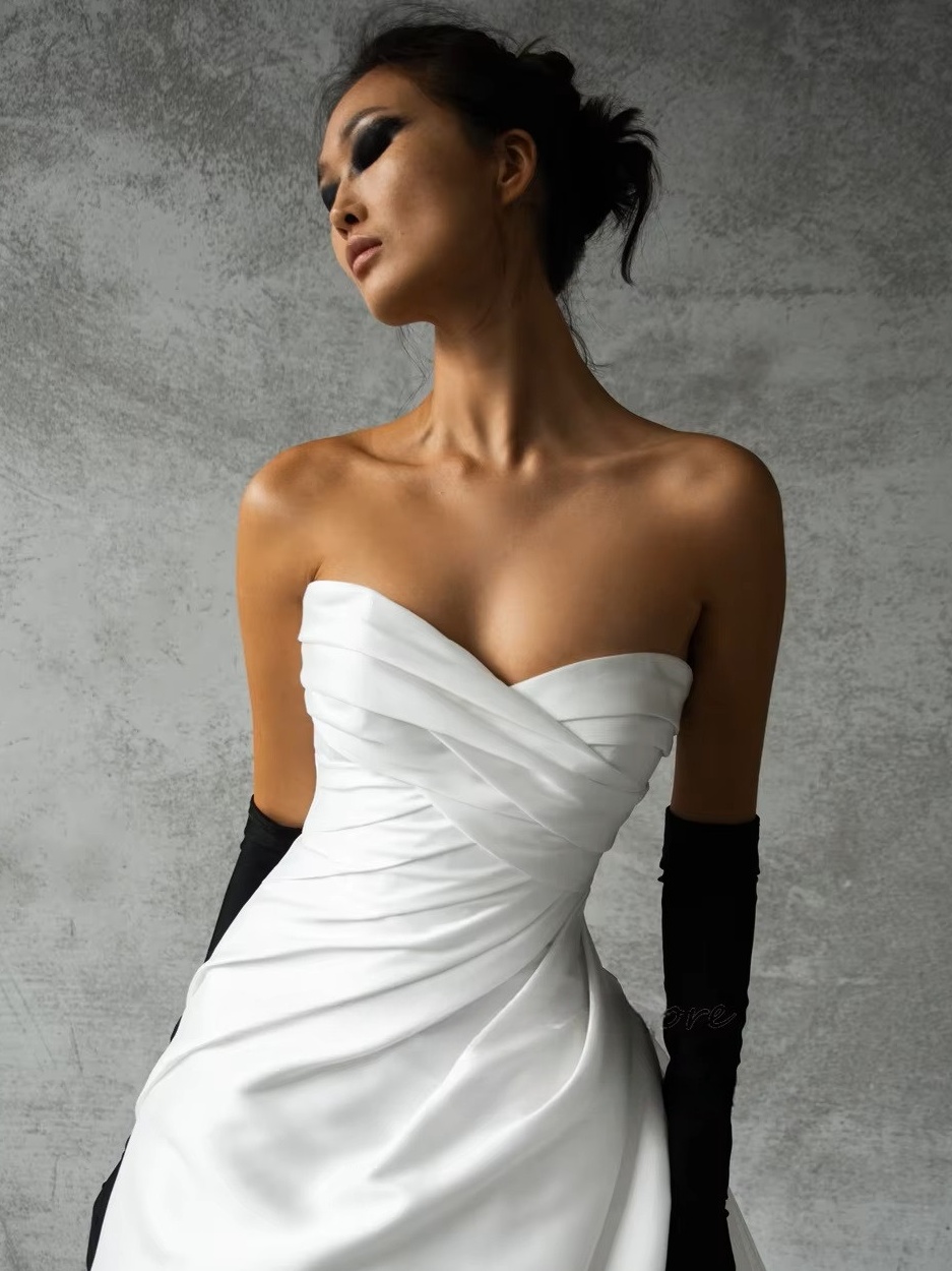 SoDigne A-line Satin Wedding Dress Sweetheart Sleeveless Ruched Bride Dresses 2025 Bridal Gowns Robe De Mairee Customized 4 SoDigne A-line Satin Wedding Dress Sweetheart Sleeveless Ruched  Bride Dresses 2025 Bridal Gowns Robe De Mairee Customized – Image 4