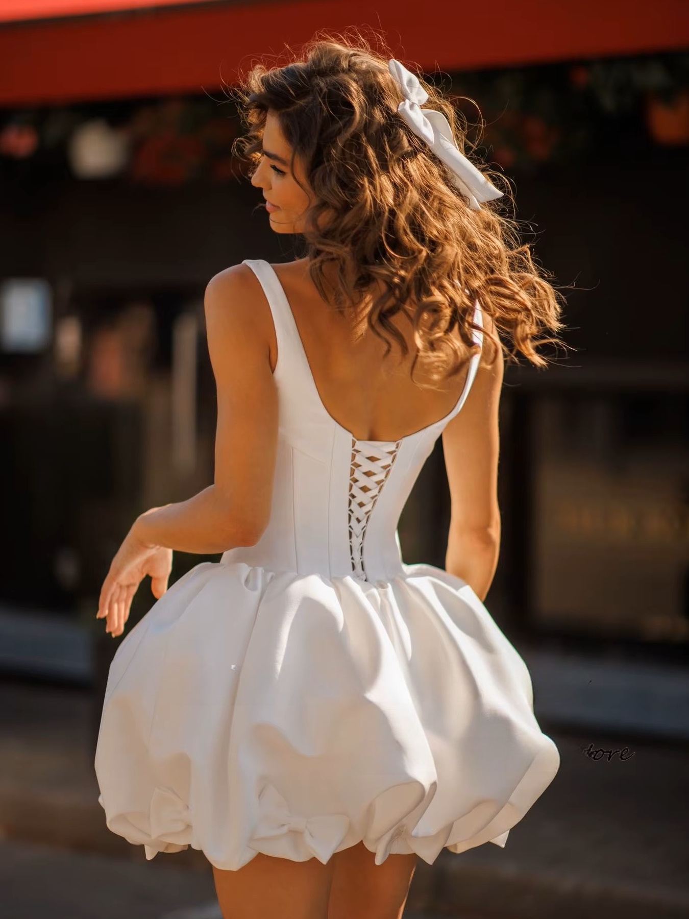 SoDigne A-line Satin Short Bride Dresses Square Collar Sleeveless Wedding Dress Mini Bridal Gown Robe De Mairee Customized 2 SoDigne A-line Satin Short Bride Dresses Square Collar Sleeveless Wedding Dress Mini Bridal Gown Robe De Mairee Customized – Image 2