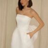Simple Mini Short A-Line Wedding Dress Satin Sleeveless Strapless Bridal Sexy Backless With Bow Lace Up Gown 2025 Customized 7 Sb19aaba1213041c09203612fc1797f57B Cropped