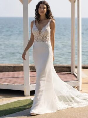 BIGDAY V-Neck Mermaid Wedding Dress Women Open Back Lace Applique Bridal Gowns Spaghetti Straps Vestidos De Novia Customized