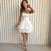 SoDigne 3D Flowers A-line Short Wedding Dresses Strapless Sleeveless Satin Bridal Dress Wedding Gown Robe De Mairee Customized 8 Sb5ecf37d272041a0bc28282769b1052do Cropped