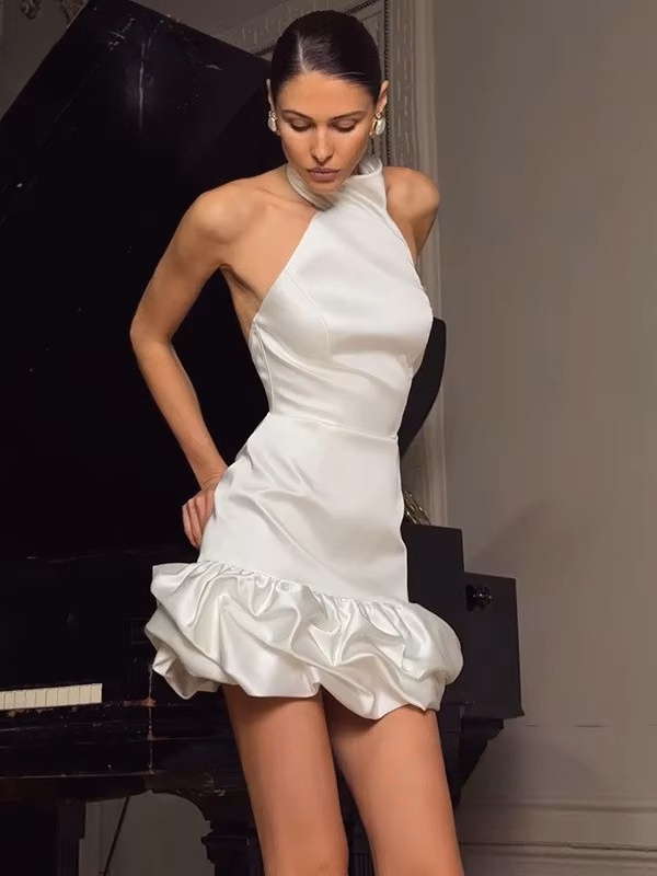 Elegant Mini Ivory Wedding Dress For Women Sleeveless Simple Halter Sexy Open Back Gown Short Ball Gowns Vestido Customized 2025 3 Elegant Mini Ivory Wedding Dress For Women Sleeveless Simple Halter Sexy Open Back Gown Short Ball Gowns Vestido Customized 2025 – Image 3