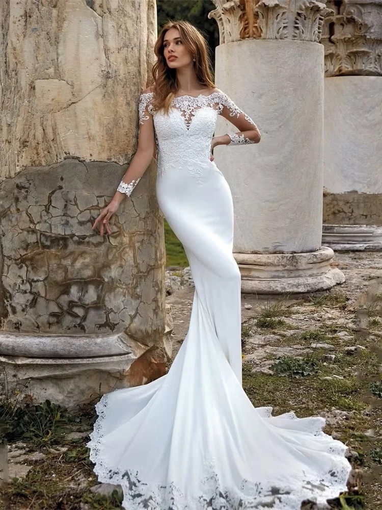 Exquisite Lace Mermaid Wedding Dress Women 2025 Long Sleeve Off The Shoulder Appliqued Bridal Gown Vestidos De Noiva Customized 1 Exquisite Lace Mermaid Wedding Dress Women 2025 Long Sleeve Off The Shoulder Appliqued Bridal Gown Vestidos De Noiva Customized