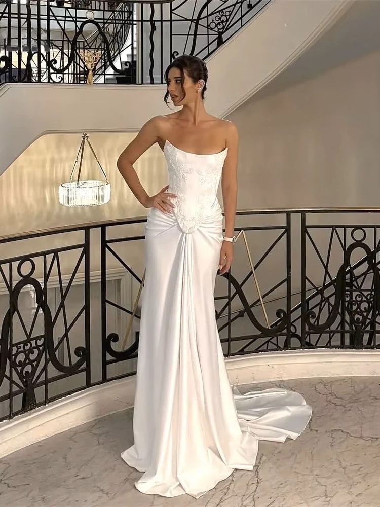 BIGDAY Modern Mermaid Wedding Dress Boat-Neck Lace Appliqued Pleat Open Back Lace-up Bridal Gown Vestido De Noiva Customized 1 BIGDAY Modern Mermaid Wedding Dress Boat-Neck Lace Appliqued Pleat Open Back Lace-up  Bridal Gown Vestido De Noiva Customized