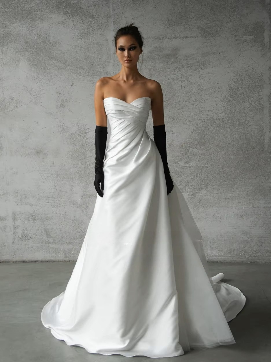 SoDigne A-line Satin Wedding Dress Sweetheart Sleeveless Ruched Bride Dresses 2025 Bridal Gowns Robe De Mairee Customized 1 SoDigne A-line Satin Wedding Dress Sweetheart Sleeveless Ruched  Bride Dresses 2025 Bridal Gowns Robe De Mairee Customized