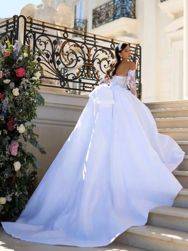 SoDigne A-line Satin/Lace Wedding Dresses Strapless Detachable Sleeves Bridal Dress Elegant 2025 Wedding Gown Custom Made ﻿ – Image 2