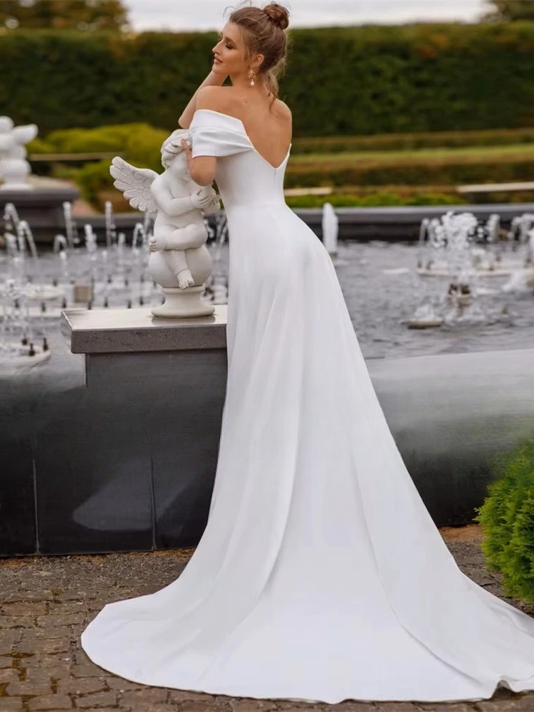 Classic Off The Shoulder Mermaid Wedding Dresses Women 2025 V-Neck Open Back Pleat Bridal Gowns Vestidos De Noiva Customized 2 Classic Off The Shoulder Mermaid Wedding Dresses Women 2025 V-Neck Open Back Pleat Bridal Gowns Vestidos De Noiva Customized – Image 2