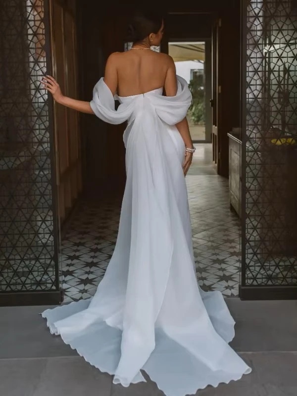 Elegant Sweetheart Mermaid Wedding Dress Women White Off The Shoulder Open Back Bridal Gown Train Vestidos De Novia Customized 2 Elegant Sweetheart Mermaid Wedding Dress Women White Off The Shoulder Open Back Bridal Gown Train Vestidos De Novia Customized – Image 2