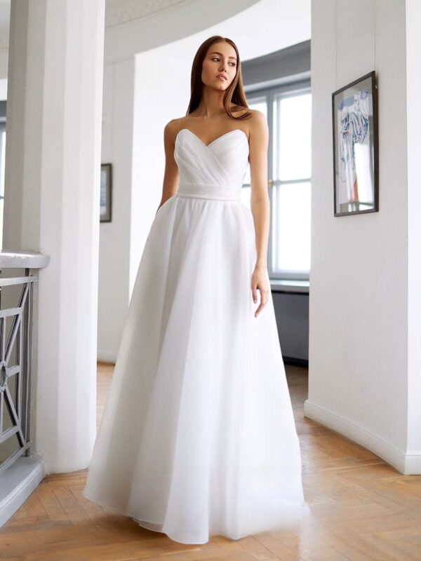 SoDigne A-line Organza Wedding Dresses Sweetheart Short Sleeves Bridal Dress Long Wedding Gown Robe De Mairee ﻿Customized ﻿