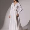 SoDigne A-line Elegant Wedding Dresses V-neck Full Sleeves Stain Bridal Dress Long Bridal Gown vestidos de novia 2025 Customized 5 Se85100eeb1b54c72940ae0977740948cD Cropped