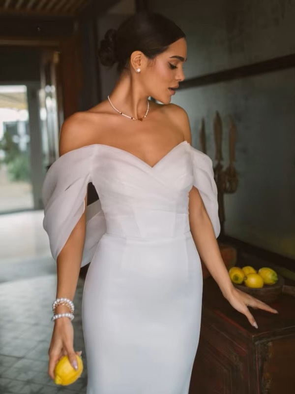 Elegant Sweetheart Mermaid Wedding Dress Women White Off The Shoulder Open Back Bridal Gown Train Vestidos De Novia Customized 5 Elegant Sweetheart Mermaid Wedding Dress Women White Off The Shoulder Open Back Bridal Gown Train Vestidos De Novia Customized – Image 5