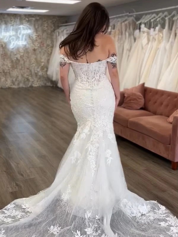 SoDigne Mermaid Tulle Wedding Dresses Off Shoulder Lace Appliques Bridal Dress 2026 Long Bride Gown vestidos de novia Customized 2 SoDigne Mermaid Tulle Wedding Dresses Off Shoulder Lace Appliques Bridal Dress 2026 Long Bride Gown vestidos de novia Customized – Image 2