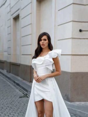 Modern Detachable Train Mini Mermaid Wedding Dress Simple One Shoulder Sleeveless Sexy Backless Pleated Flowers 2025 Customized 5 Sf3382bd3fa1848f790e83e4078077ab75 Cropped