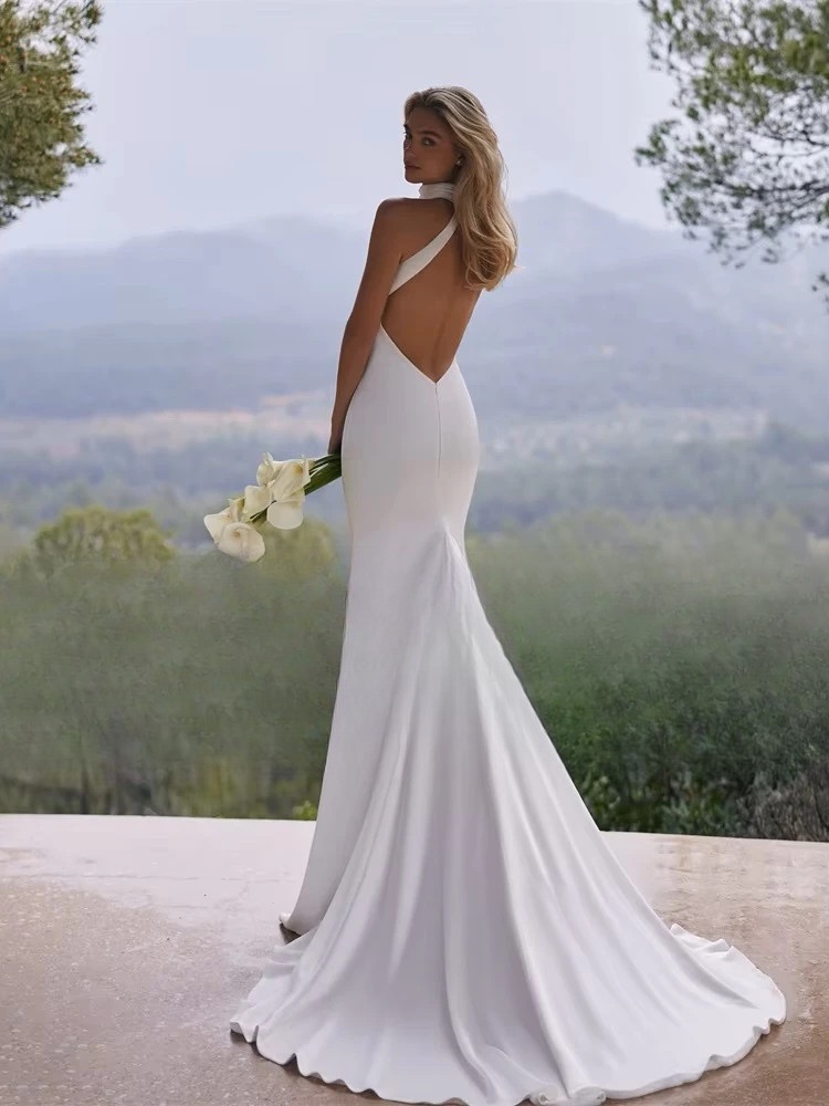 BIGDAY Sexy High Halter Mermaid Wedding Dresses Women 2025 Pleat Backless Sleeveless Bridal Gown Vestidos De Noiva Customized 2 BIGDAY Sexy High Halter Mermaid Wedding Dresses Women 2025 Pleat Backless Sleeveless Bridal Gown Vestidos De Noiva Customized – Image 2