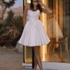 Boho A-Line Mini Satin Sweetheart Wedding Dress Simple Sleeveless Pleat Sexy Open Back With Button Short Bridal Cowns Customized 6 Sfa1c7a86d41e4f7bb57b9189b1f4b096J Cropped
