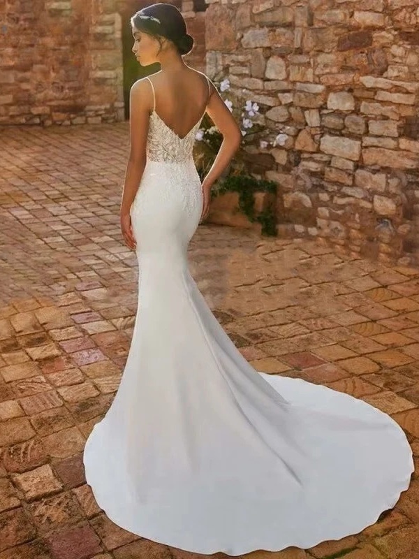 BIGDAY Mermaid Wedding Dress Women 2025 Open Back Lace V-Neck Spaghetti Straps Bridal Gowns Train Vestidos De Novia Customized 2 BIGDAY Mermaid Wedding Dress Women 2025 Open Back Lace V-Neck Spaghetti Straps Bridal Gowns Train Vestidos De Novia Customized – Image 2